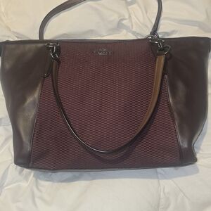Coach Oxblood and Brown Woven Tote